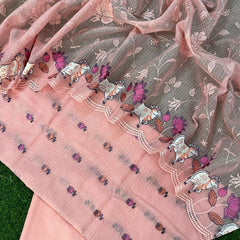 Banarasi Kota Pichwai Embroidery Suit with Dupatta & Cotton Bottom