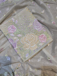 Banarasi Mul Chanderi Embroidered Suit with Sleeves & Dupatta