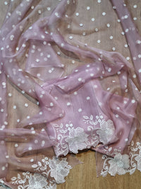 Pure Organza Silk Appliqué Chikankari Embroidered Suit with Dupatta