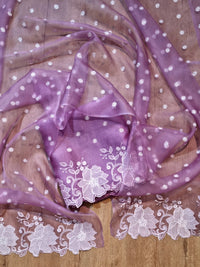 Pure Organza Silk Appliqué Chikankari Embroidered Suit with Dupatta