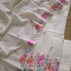 Banarasi Mul Cotton Embroidered Suit with Floral Detailing & Dupatta