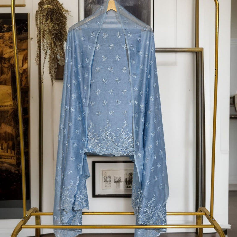 Banarasi Pure Chanderi Silk Suit with Embroidery & Appliqué Work