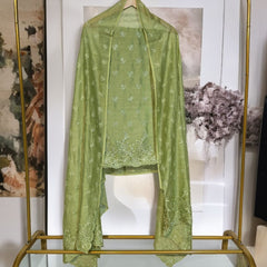 Banarasi Pure Chanderi Silk Suit with Embroidery & Appliqué Work