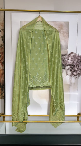 Banarasi Pure Chanderi Silk Suit with Embroidery & Appliqué Work