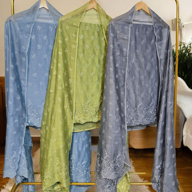 Banarasi Pure Chanderi Silk Suit with Embroidery & Appliqué Work