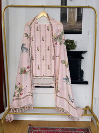 Banarasi Chanderi Silk Printed Suit Set with Dupatta & Bottom