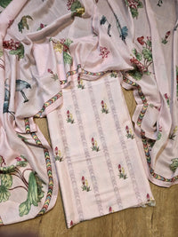 Banarasi Chanderi Silk Printed Suit Set with Dupatta & Bottom