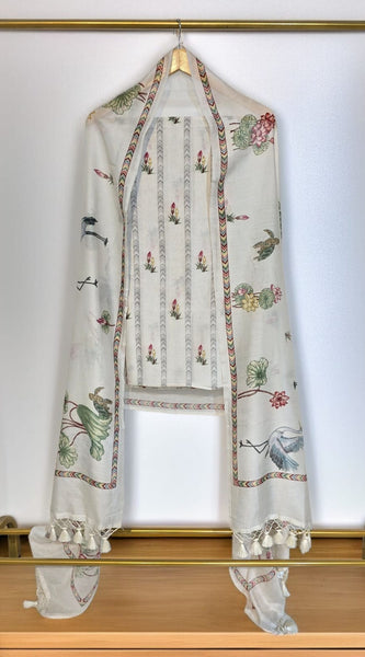 Banarasi Chanderi Silk Printed Suit Set with Dupatta & Bottom