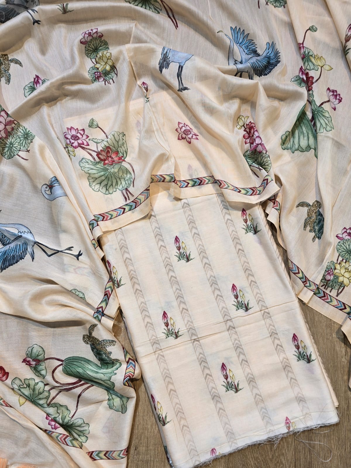 Banarasi Chanderi Silk Printed Suit Set with Dupatta & Bottom