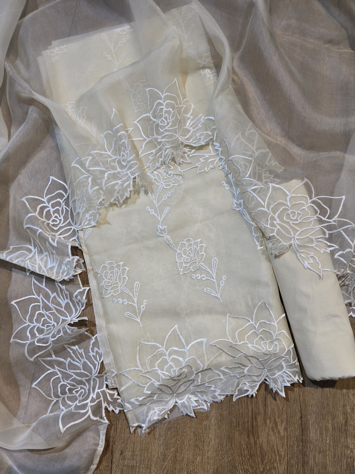 Banarasi Pure Organza Silk Embroidered Suit with Dupatta & Bottom