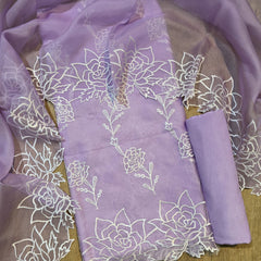 Banarasi Pure Organza Silk Embroidered Suit with Dupatta & Bottom