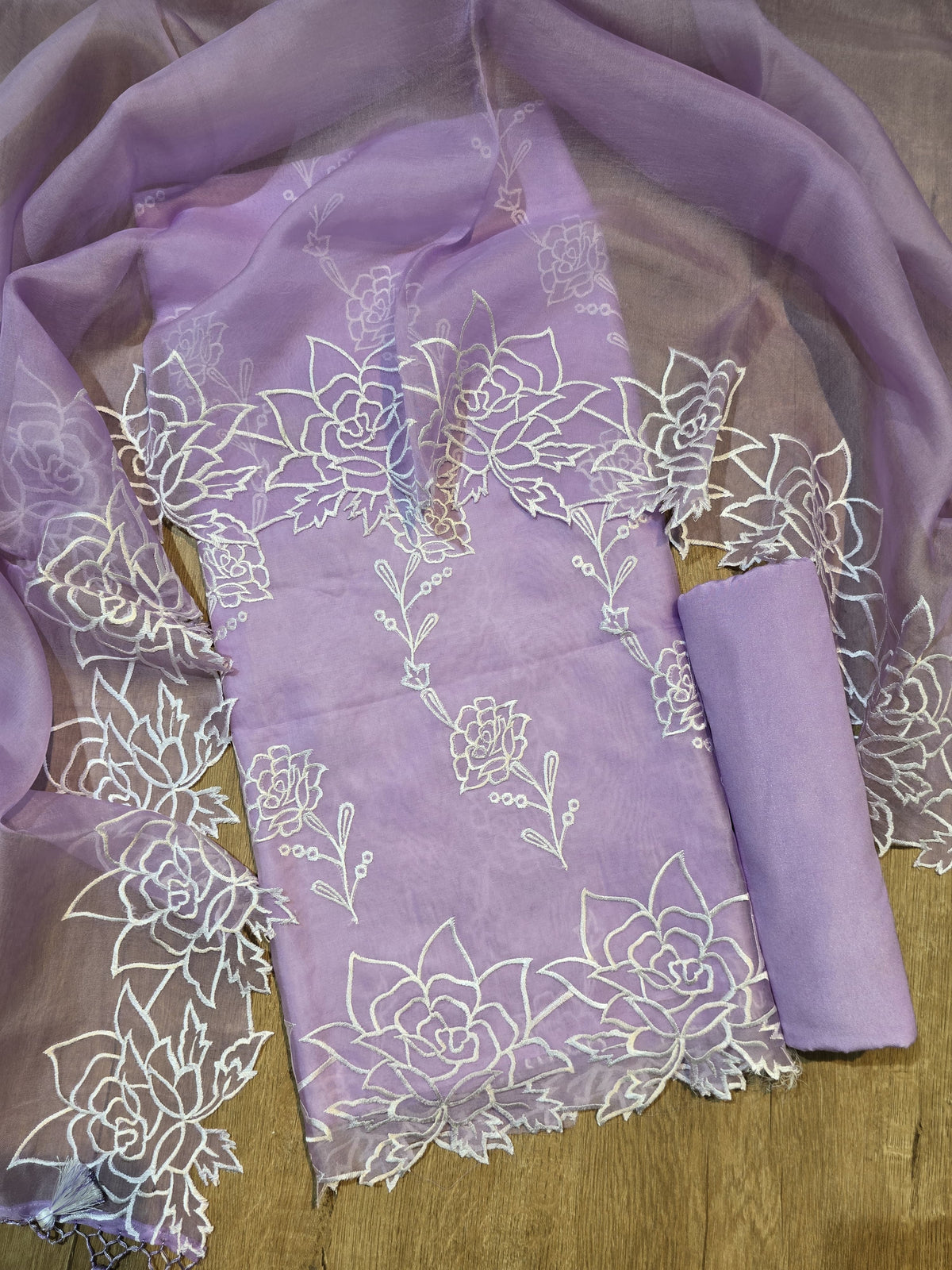 Banarasi Pure Organza Silk Embroidered Suit with Dupatta & Bottom