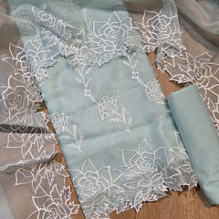 Banarasi Pure Organza Silk Embroidered Suit with Dupatta & Bottom