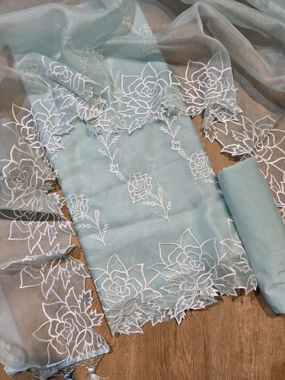 Banarasi Pure Organza Silk Embroidered Suit with Dupatta & Bottom