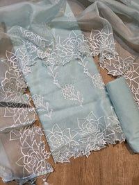 Banarasi Pure Organza Silk Embroidered Suit with Dupatta & Bottom