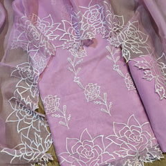 Banarasi Pure Organza Silk Embroidered Suit with Dupatta & Bottom