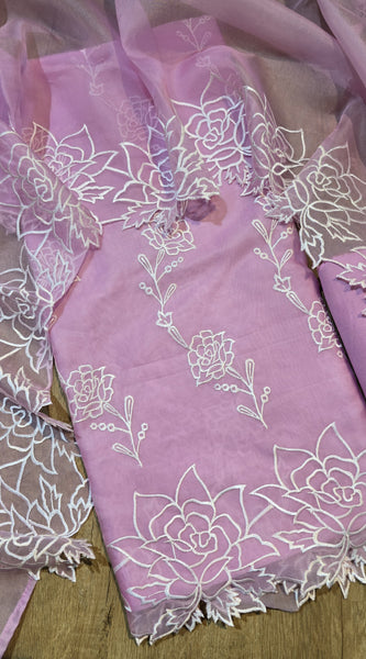Banarasi Pure Organza Silk Embroidered Suit with Dupatta & Bottom