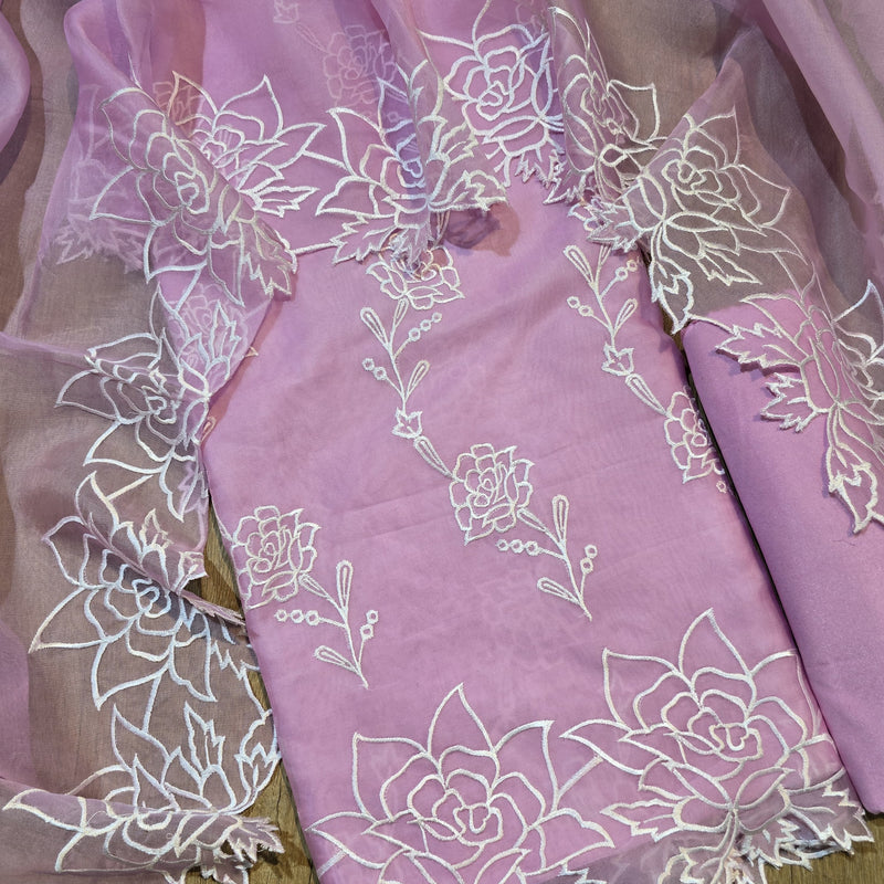 Banarasi Pure Organza Silk Embroidered Suit with Dupatta & Bottom