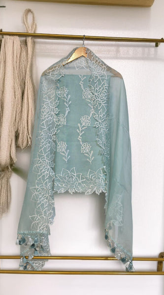 Banarasi Pure Organza Silk Embroidered Suit with Dupatta & Bottom