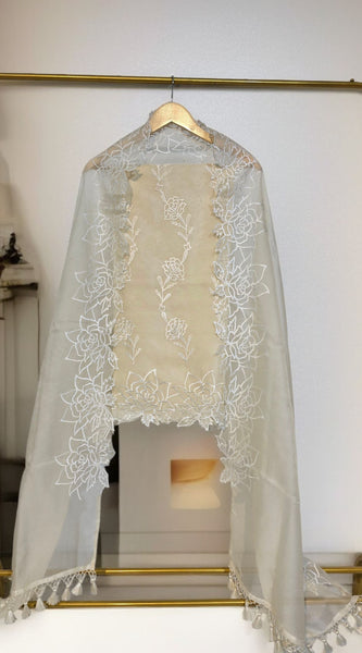 Banarasi Pure Organza Silk Embroidered Suit with Dupatta & Bottom