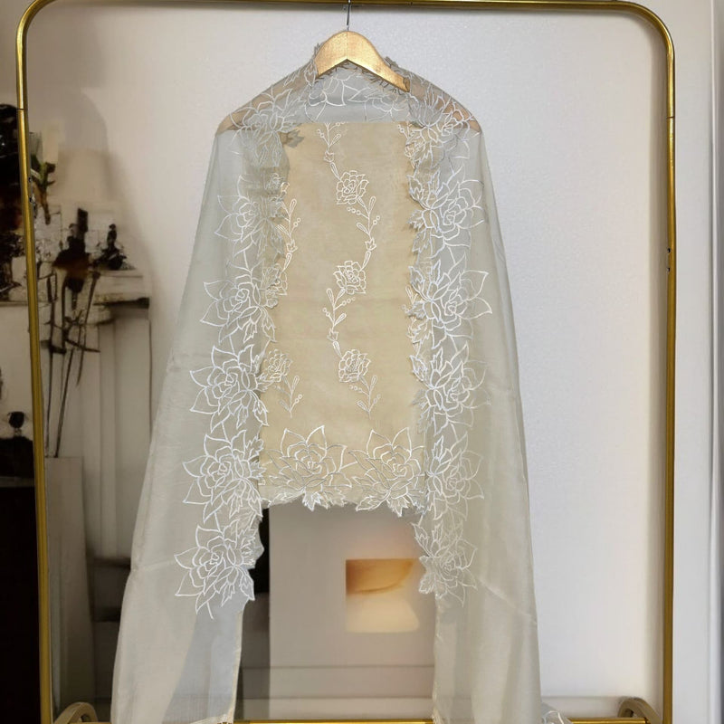 Banarasi Pure Organza Silk Embroidered Suit with Dupatta & Bottom