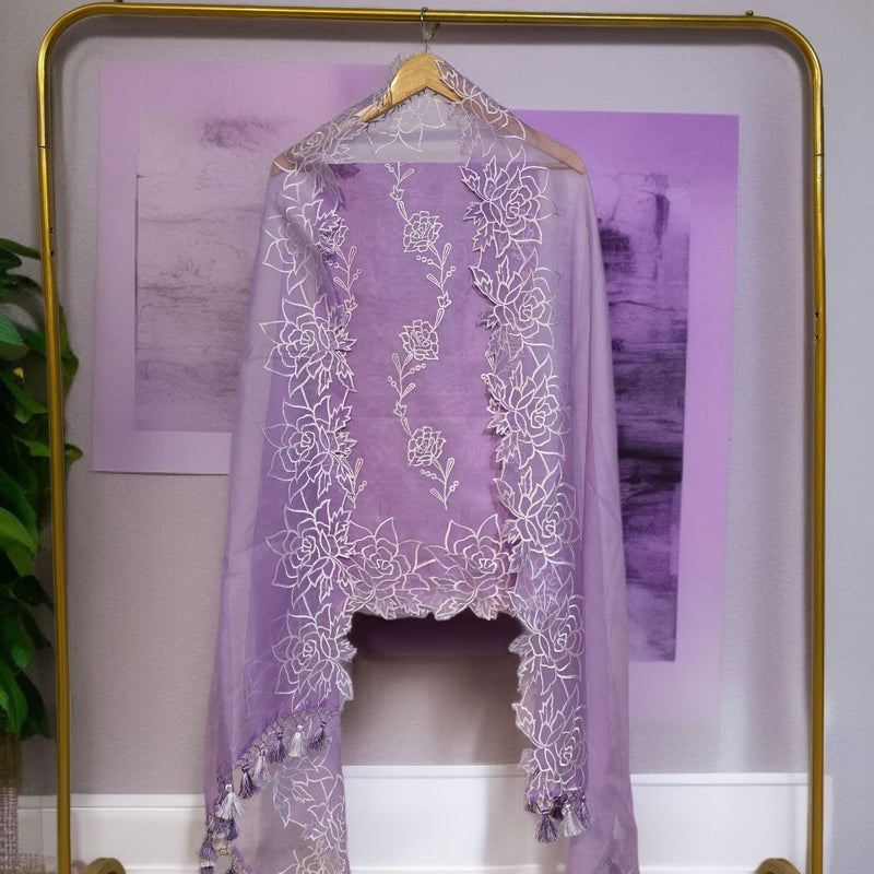Banarasi Pure Organza Silk Embroidered Suit with Dupatta & Bottom