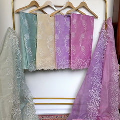 Banarasi Pure Organza Silk Embroidered Suit with Dupatta & Bottom