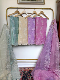 Banarasi Pure Organza Silk Embroidered Suit with Dupatta & Bottom
