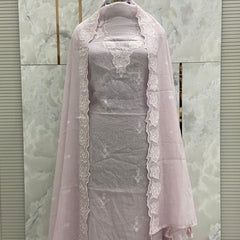 Banarasi Pure Silk Mul Chanderi Appliqué Embroidered Suit with Dupatta