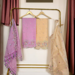 Banarasi Organza Chanderi Silk Embroidered Suit with Hand Abla Work