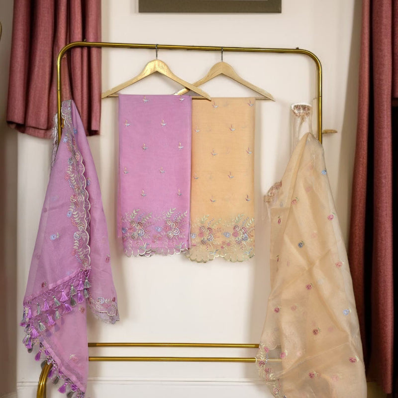 Banarasi Organza Chanderi Silk Embroidered Suit with Hand Abla Work