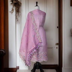 Banarasi Organza Chanderi Silk Embroidered Suit with Hand Abla Work