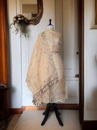 Banarasi Organza Chanderi Silk Embroidered Suit with Hand Abla Work