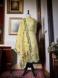 Banarasi Organza Chanderi Silk Embroidered Suit with Hand Abla Work