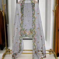 Banarasi Organza Chanderi Silk Embroidered Suit with Hand Abla Work