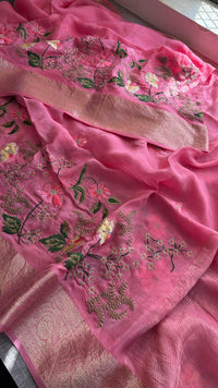 Pure Crepe Silk Banarasi Saree with Multi-Thread Embroidery
