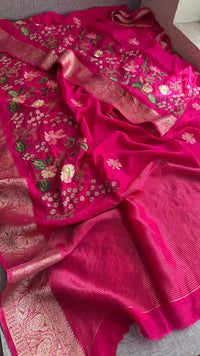 Pure Crepe Silk Banarasi Saree with Multi-Thread Embroidery