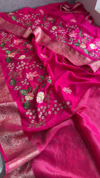 Pure Crepe Silk Banarasi Saree with Multi-Thread Embroidery