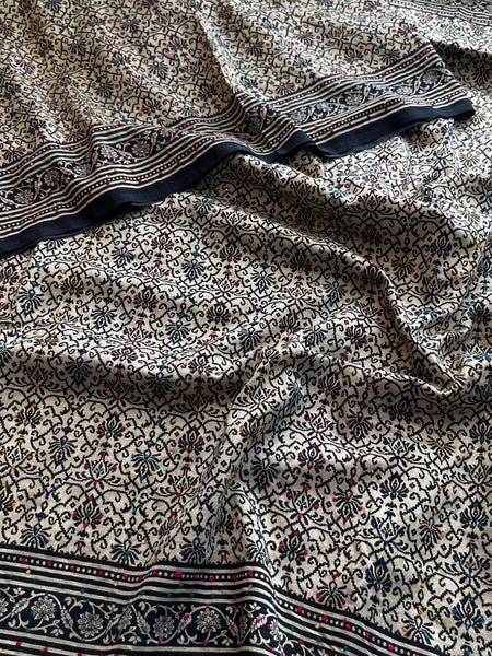 Pure Tussar Silk Saree with Hand Knot & Sequins Work