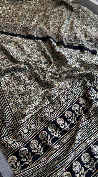 Pure Tussar Silk Saree with Hand Knot & Sequins Work
