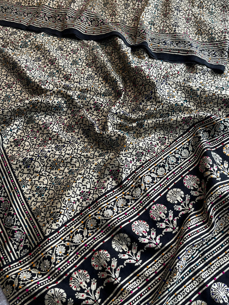 Pure Tussar Silk Saree with Hand Knot & Sequins Work