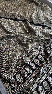 Pure Tussar Silk Saree with Hand Knot & Sequins Work