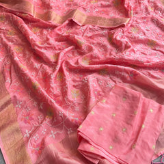 Pure Munga Silk Banarasi Saree with Multi-Thread Embroidery & Blouse