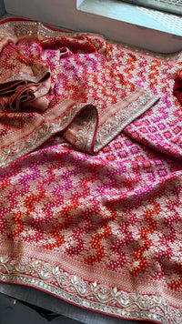 Pure Khaddi Georgette Banarasi Saree with Zardozi, Gotapatti & Pearl Work