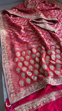 Pure Khaddi Georgette Banarasi Saree with Zardozi, Gotapatti & Pearl Work