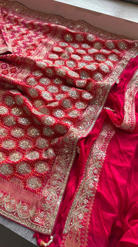 Pure Khaddi Georgette Banarasi Saree with Zardozi, Gotapatti & Pearl Work
