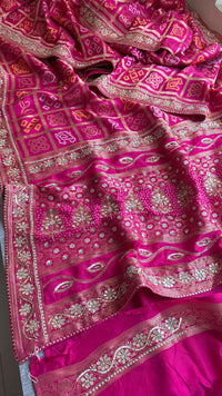 Pure Munga Silk Banarasi Saree with Zardozi, Sequins, Pearl & Kutdana Work