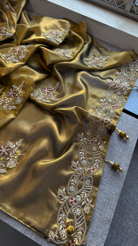Pure Tissue Handloom Silk Saree with Zardozi, Pearl & Gotapatti Work