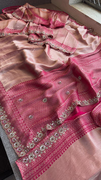 Pure Khaddi Georgette Banarasi Saree with Zardozi & Pearl Work
