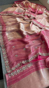 Pure Khaddi Georgette Banarasi Saree with Zardozi & Pearl Work